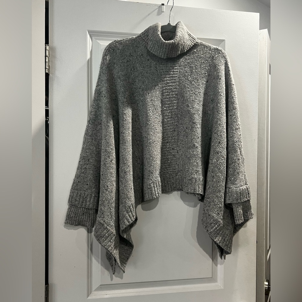 Club Monaco Gray Turtleneck Poncho Sweater
